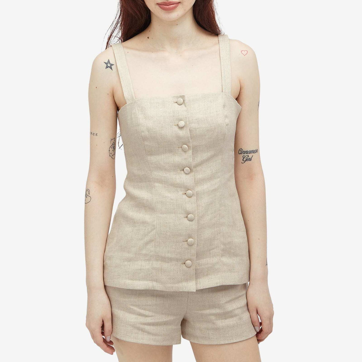 Faithfull The Brand Women's Corbiere Linen Vest in Oatmeal