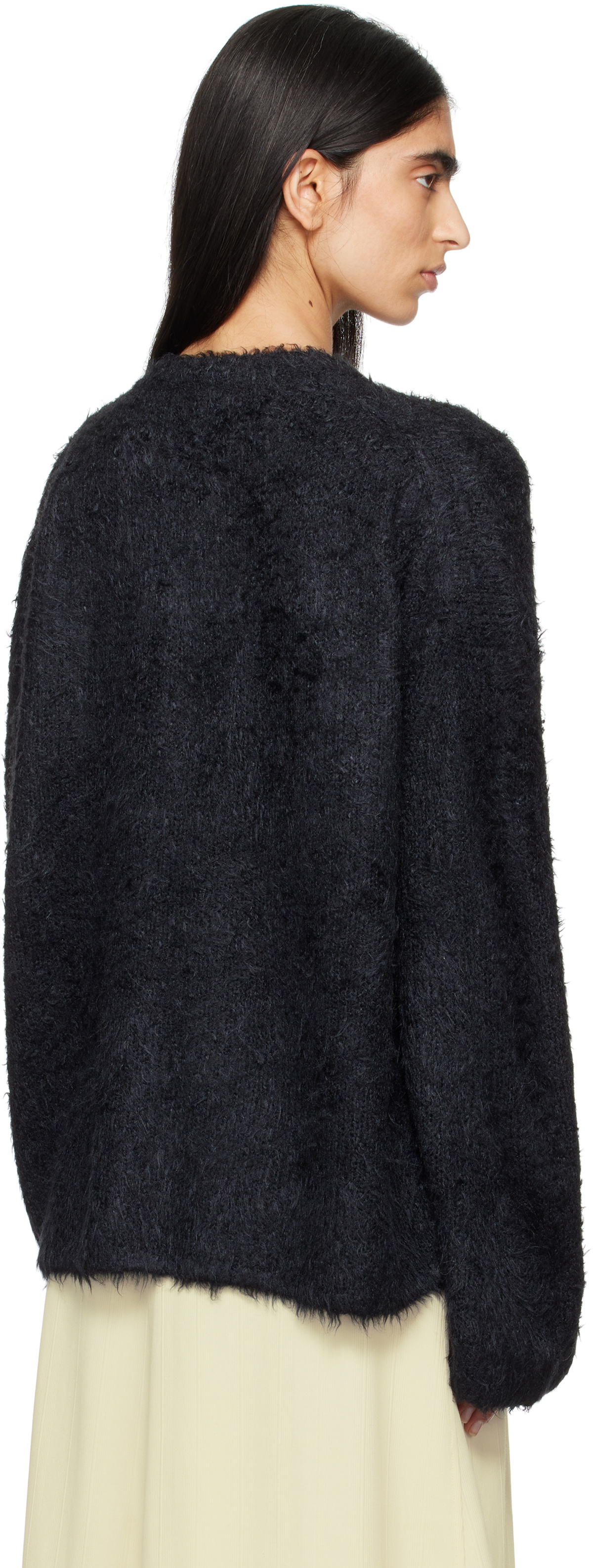 TOTEME Black Boxy Silk Knit Sweater Toteme