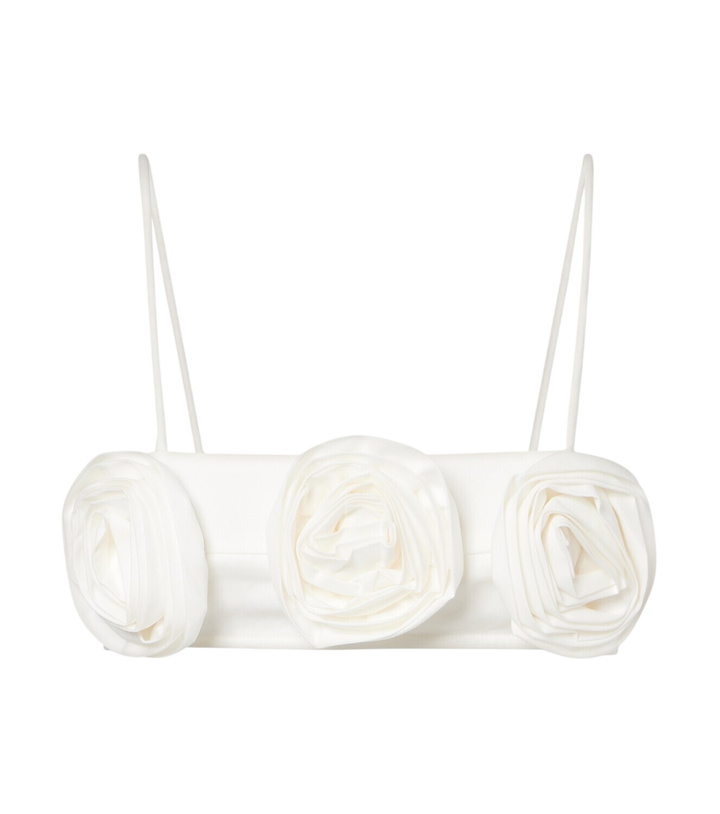 Photo: Adriana Degreas Floral-appliqué cotton-blend bandeau top