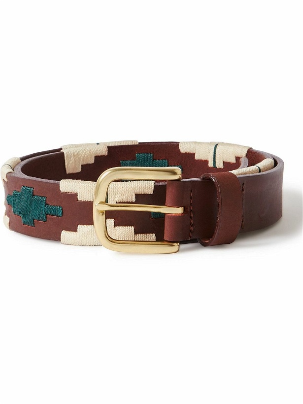 Photo: Sid Mashburn - Polo 2.8cm Embroidered Leather Belt - Brown