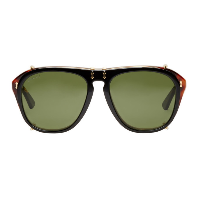 Photo: Gucci Tortoiseshell and Black Opulent Luxury Flip-Up Sunglasses