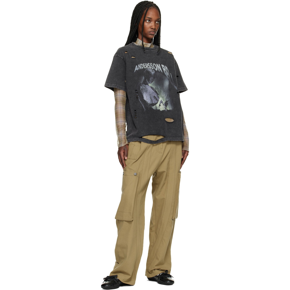 Andersson Bell Black & Beige Layered Live Printed T-shirt Set