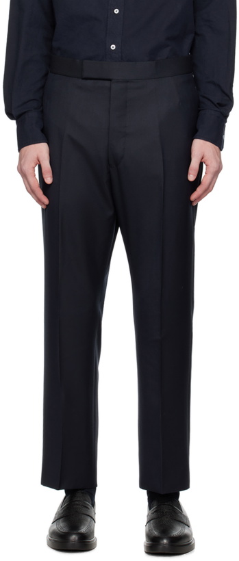 Photo: Thom Browne Navy Super 120s Trousers