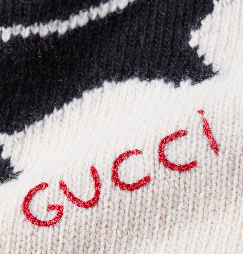 Gucci - Shark-Intarsia Wool Sweater - Men - Cream Gucci