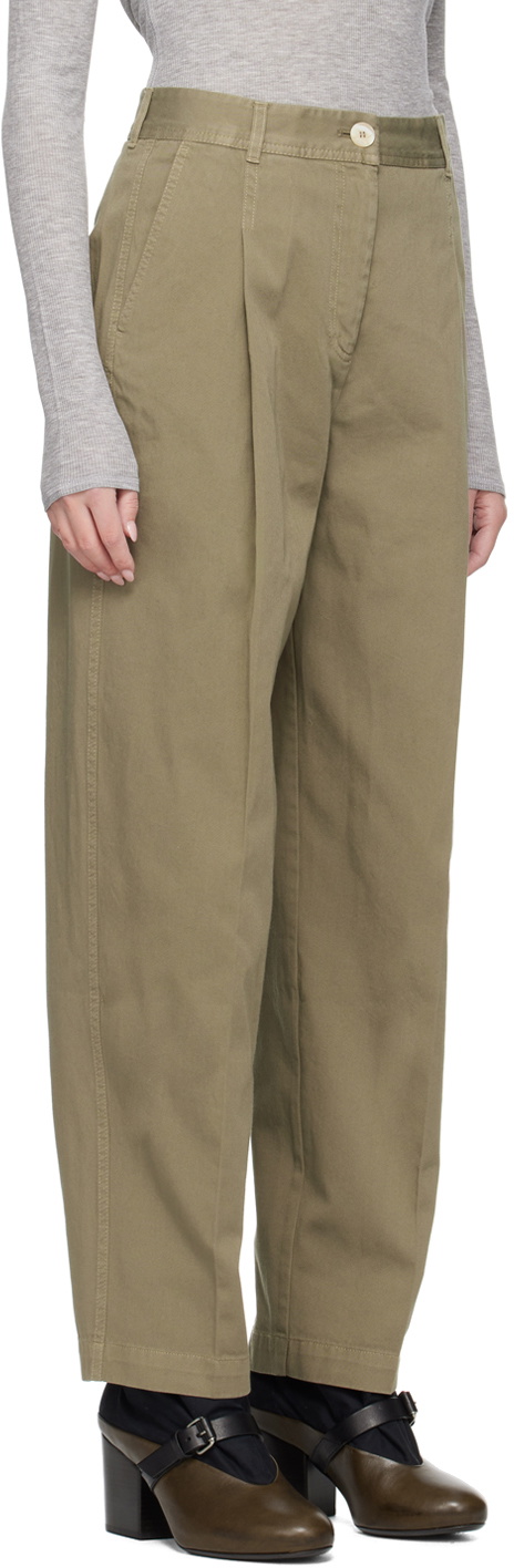 House of Dagmar Khaki Mid-Rise Trousers
