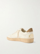 Golden Goose - Ball Star Distressed Suede-Trimmed Canvas Sneakers - Neutrals