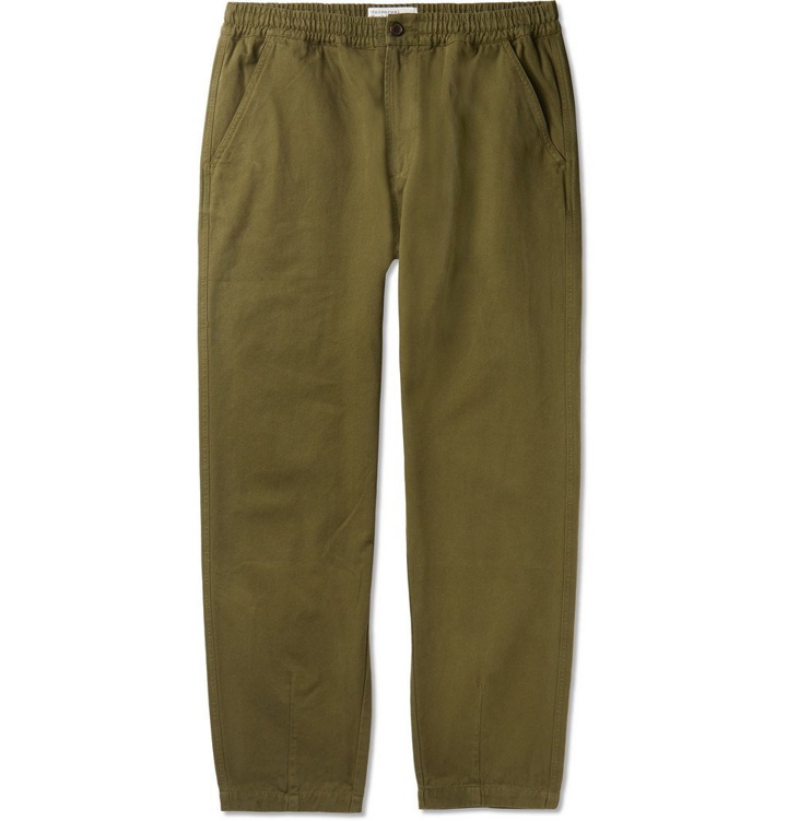 Photo: Universal Works - Tapered Garment-Dyed Cotton-Canvas Drawstring Trousers - Green