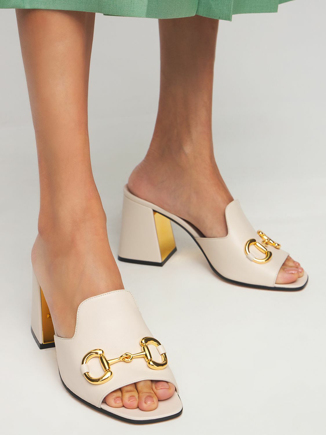 【関税送料込】GUCCI BABY レザーミュール 75MM GUCCI - 75mm Baby Leather Mules W/ Horsebit Gucci