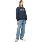 A.P.C. Navy Vintage-Effect 'A.P.C.' Logo Sweatshirt
