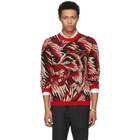 Gucci Red Guccy Wolf Intarsia Sweater
