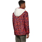 Kenzo Red and Purple Leopard Hooded Logo Jacket