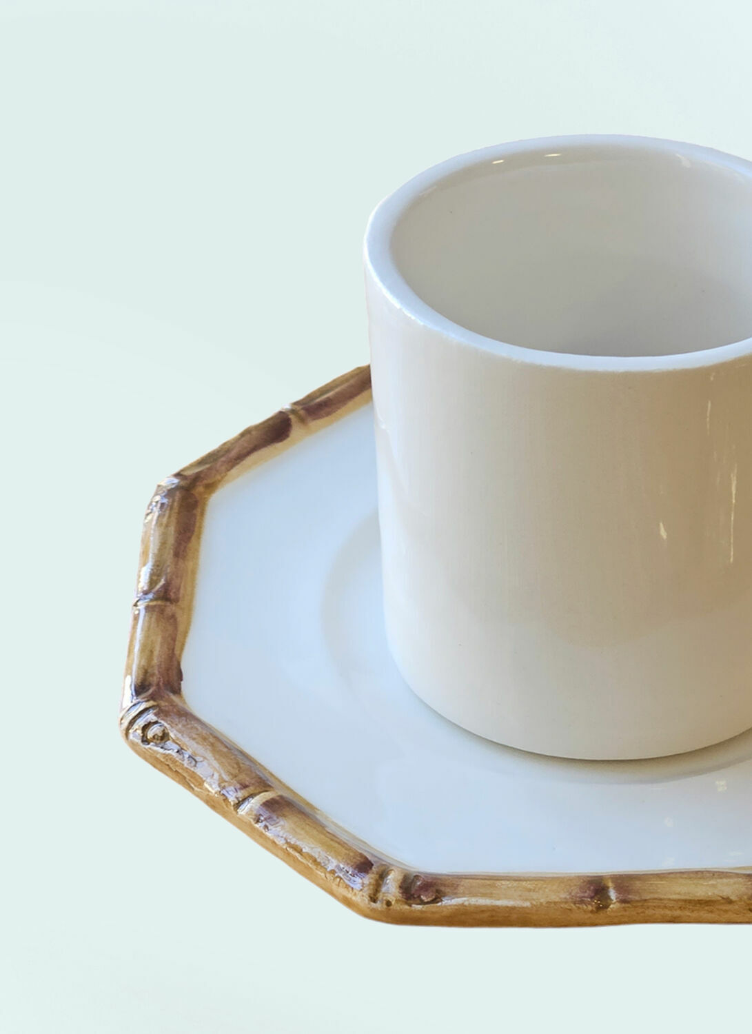 Les-Ottomans Set Of Two Bamboo Coffee Cups And Saucers