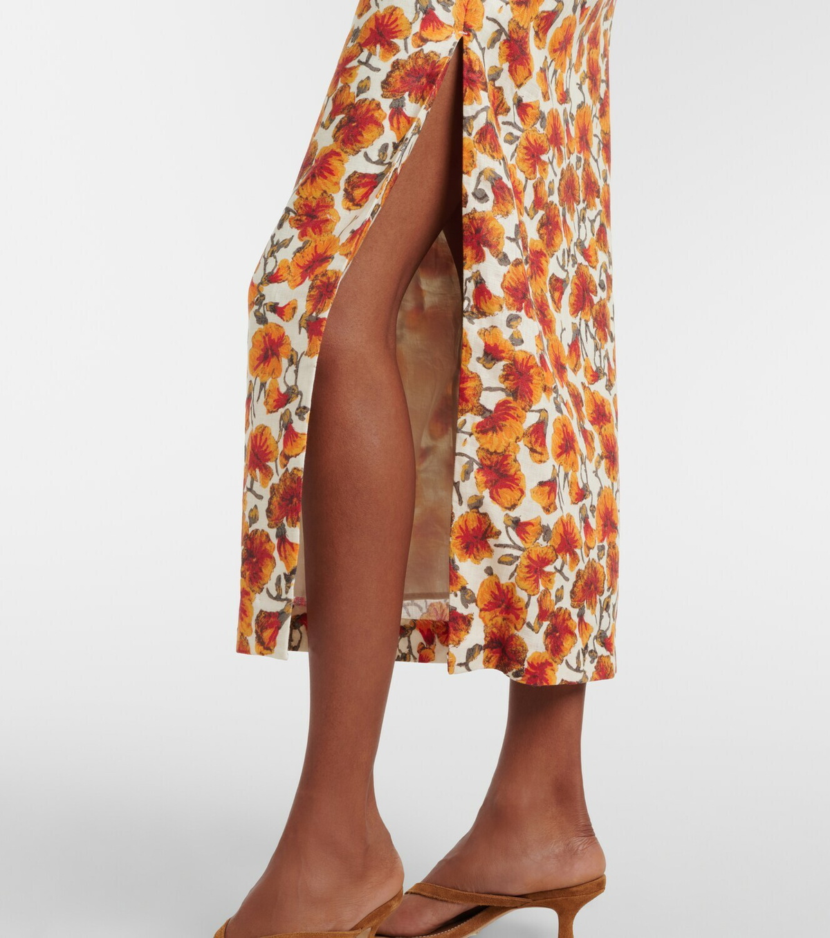 SIR Floral linen midi dress