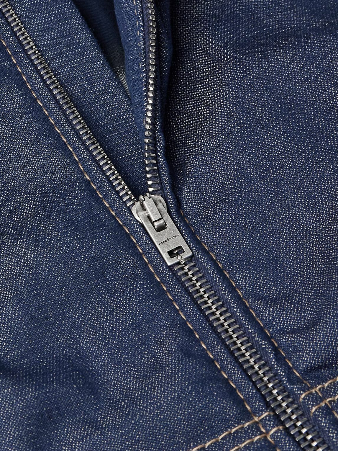 Acne Studios - Leather-Trimmed Denim Jacket - Blue Acne Studios