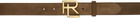 Ralph Lauren Purple Label Brown RL-Buckle Calf-Suede Belt