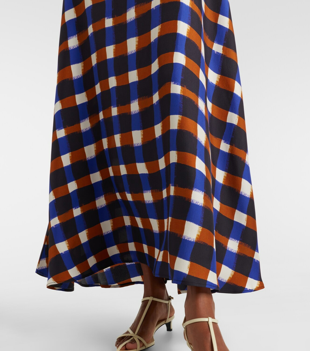 Asceno Napoli checked silk twill maxi dress