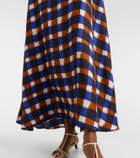 Asceno Napoli checked silk twill maxi dress