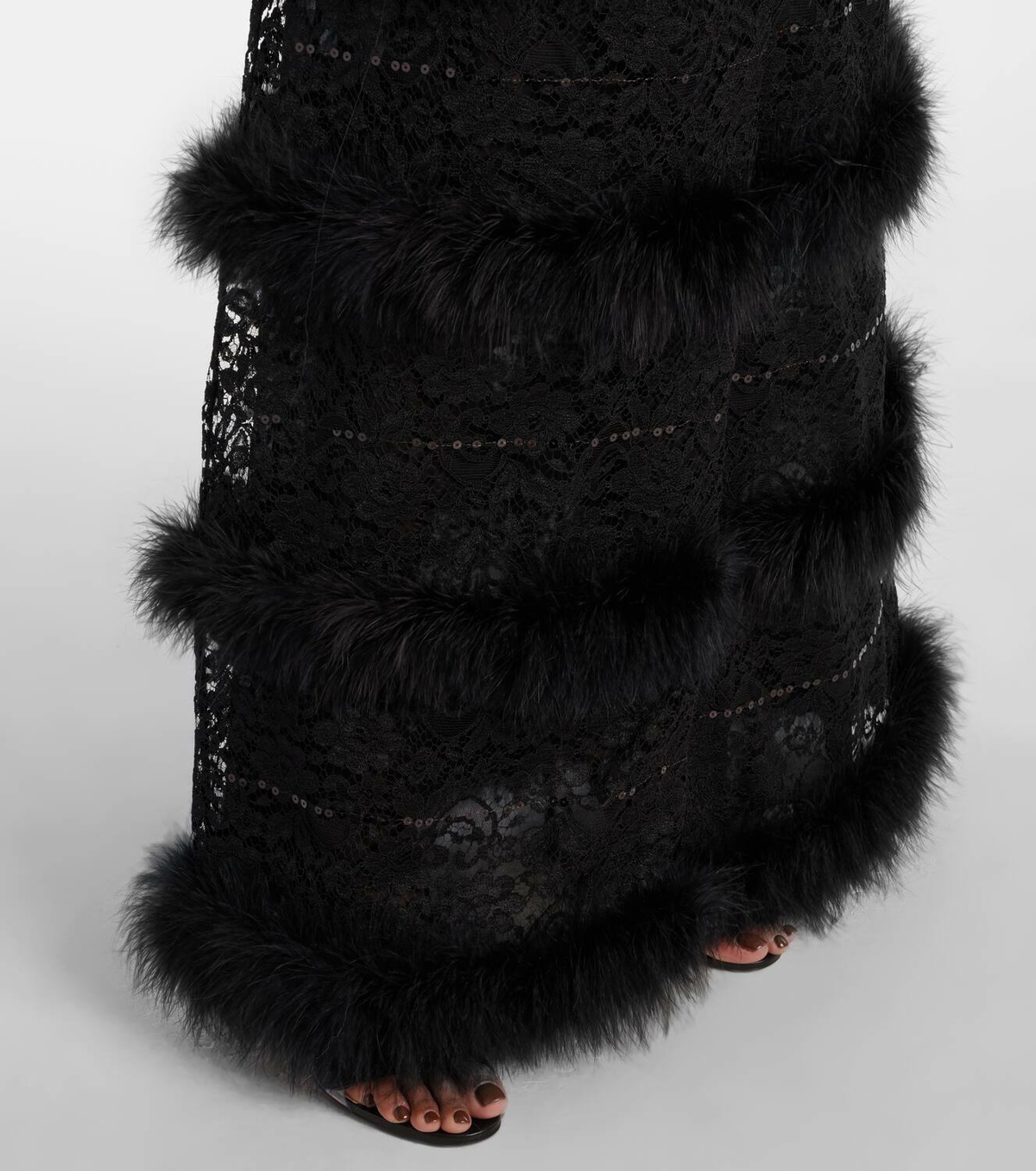 Alessandra Rich Feather-trimmed lace coat