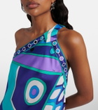 Pucci Vivara asymmetric silk twill midi dress
