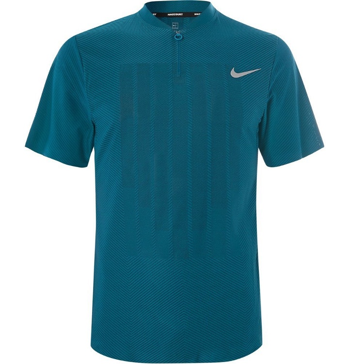 Photo: Nike Tennis - NikeCourt Zonal Cooling Jersey Half-Zip Tennis Polo Shirt - Men - Petrol