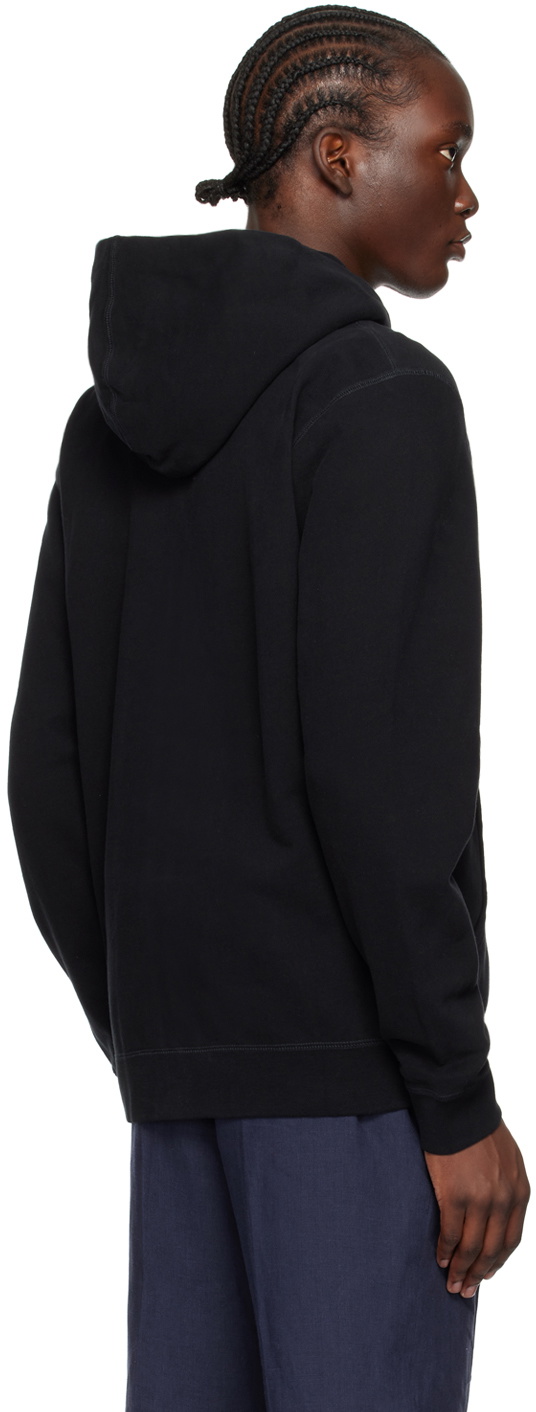 Sunspel Black Loopback Zip Hoodie