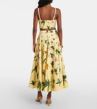 Oscar de la Renta Floral cotton-blend poplin midi skirt