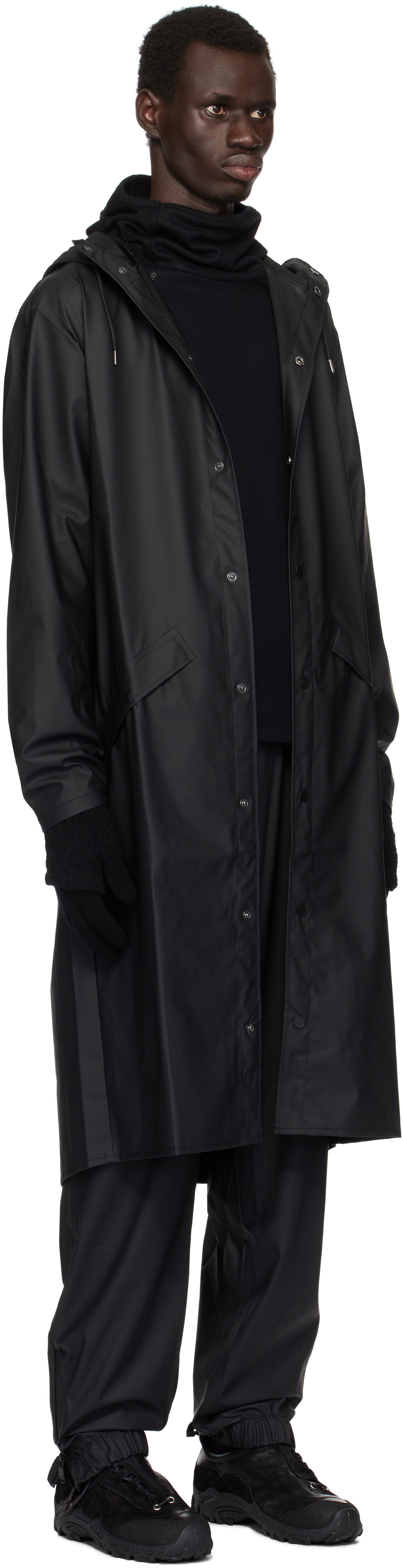 RAINS Black Longer Jacket Rain Coat