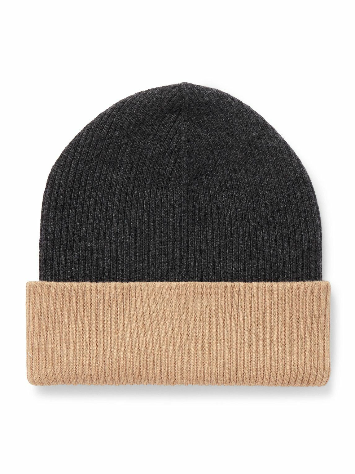 Brunello Cucinelli - Two-Tone Ribbed Cashmere Beanie - Gray