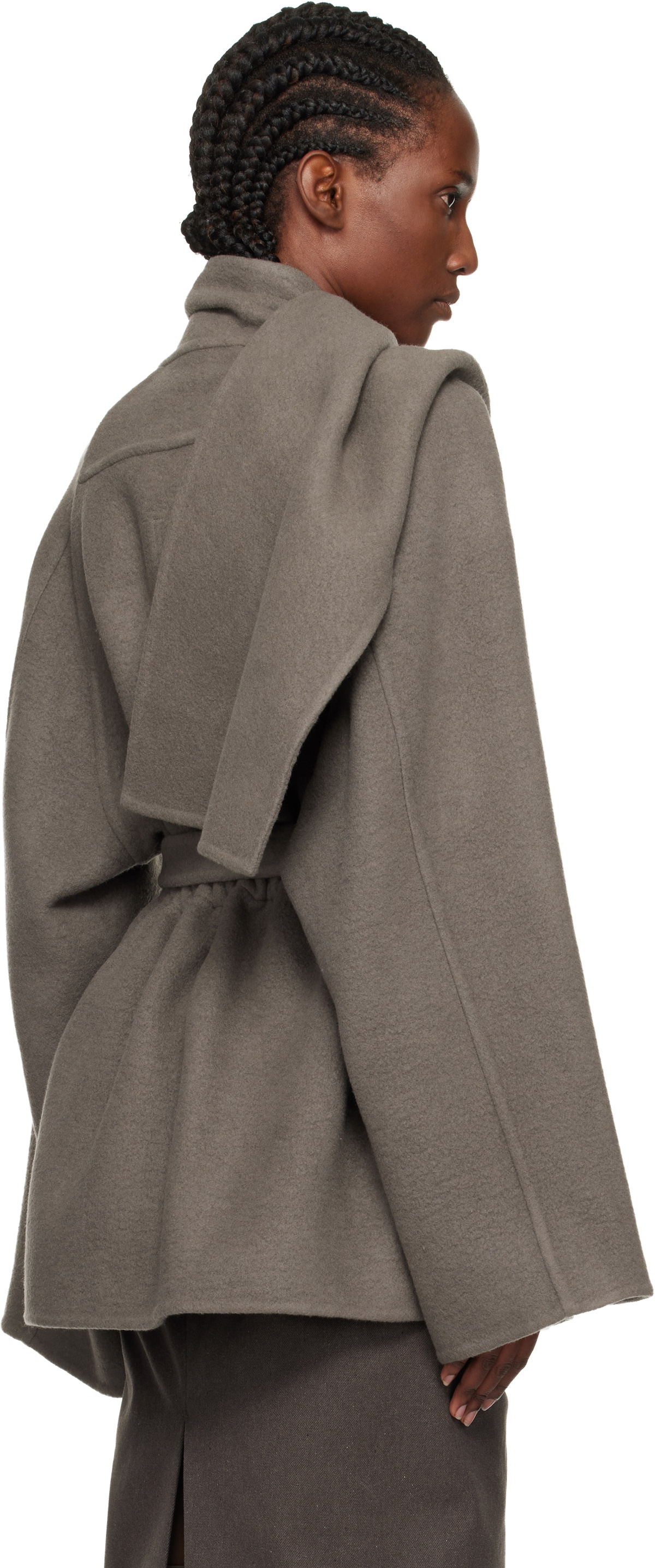 Rick Owens Gray Concordians Runway Scarf Flight Coat