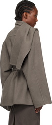 Rick Owens Gray Concordians Runway Scarf Flight Coat