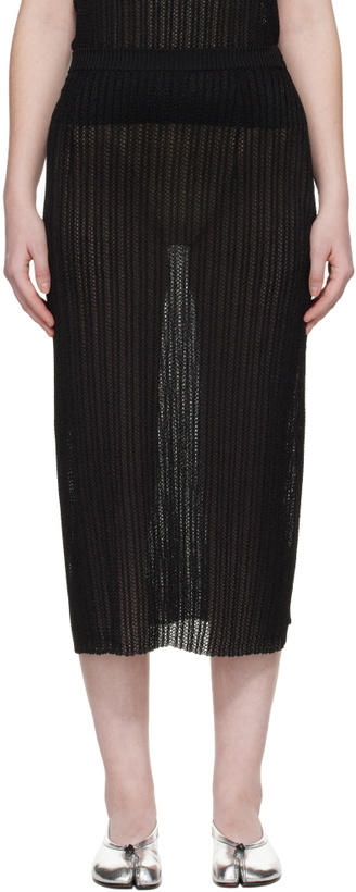 Photo: Maison Margiela Black Ribbed Knit Midi Skirt