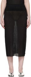 Maison Margiela Black Ribbed Knit Midi Skirt