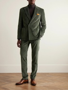 Canali - Kei Unstructured Double-Breasted Cotton-Blend Corduroy Suit Jacket - Green