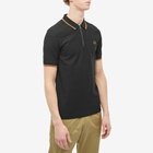 Fred Perry Men's Zip Neck Crepe Polo Shirt in Black