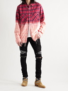 AMIRI - Distressed Dégradé Bleached Checked Cotton-Flannel Shirt - Red