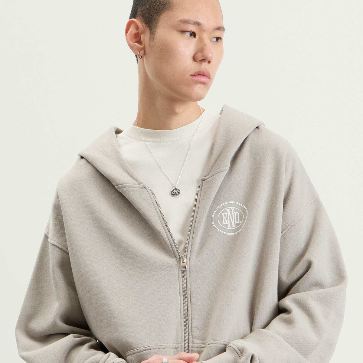 END. Leisure Zip Hoodie in Ash Grey
