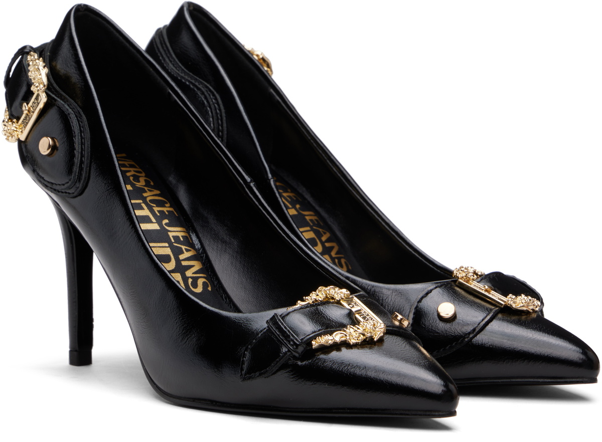 Versace Jeans Couture Black Scarlett Baroque Buckle Heels