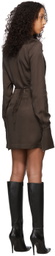 Lado Bokuchava SSENSE Exclusive Brown Cut-Out Shirt Mini Dress