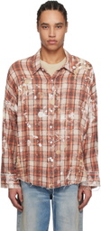 R13 Orange & Beige Shredded Seam Drop Neck Shirt