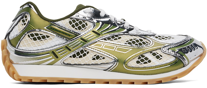 Photo: Bottega Veneta Green & Silver Orbit Sneakers