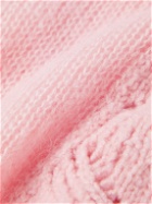 SAINT LAURENT - Cable-Knit Mohair, Cashmere and Silk-Blend Sweater - Pink