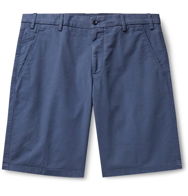 Photo: Loro Piana - Slim-Fit Stretch-Cotton Shorts - Blue