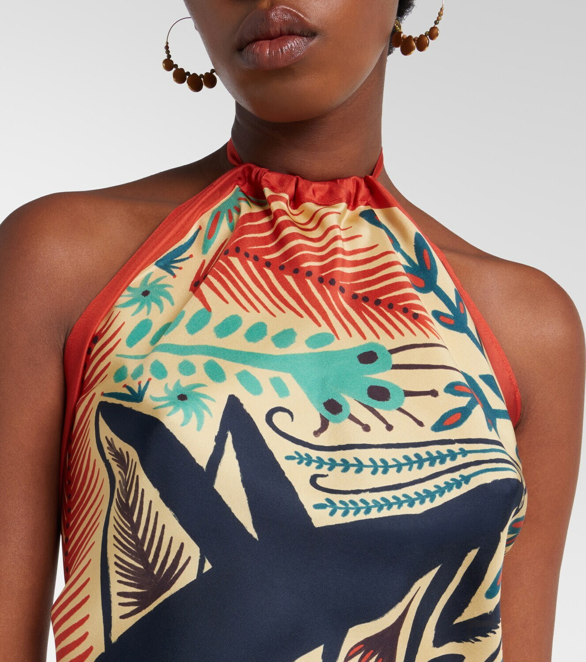 Etro Printed halterneck silk top