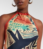 Etro Printed halterneck silk top