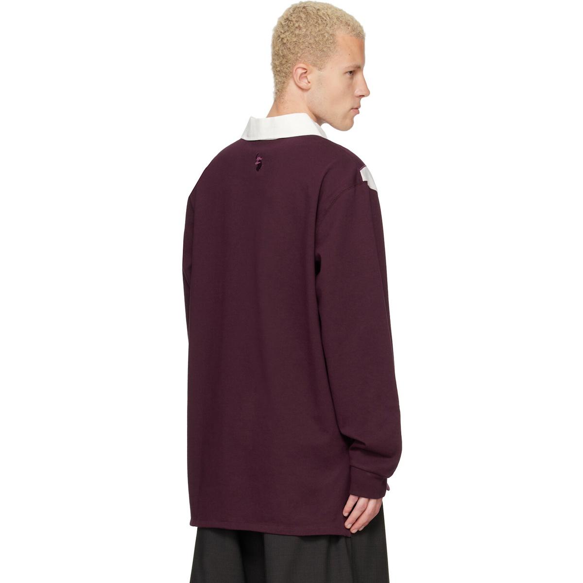 Wales Bonner Burgundy Prism Rugby Polo
