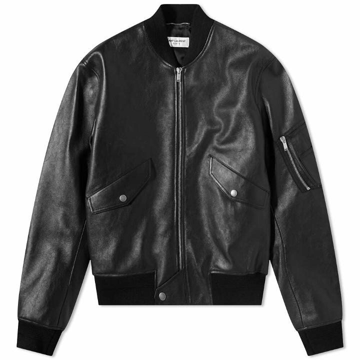 Photo: Saint Laurent Men's Classic Leather Bomber Jacket in Black