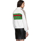 Gucci White and Green Lace Embroidered Zip-Up Sweater