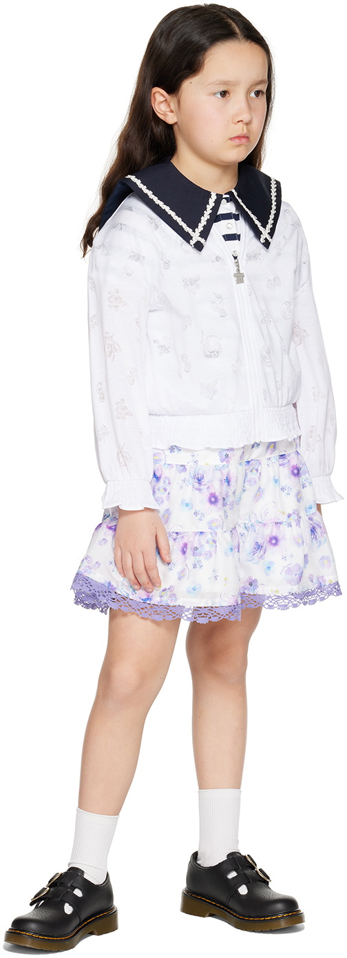 ANNA SUI MINI Kids White & Purple Floral Shorts
