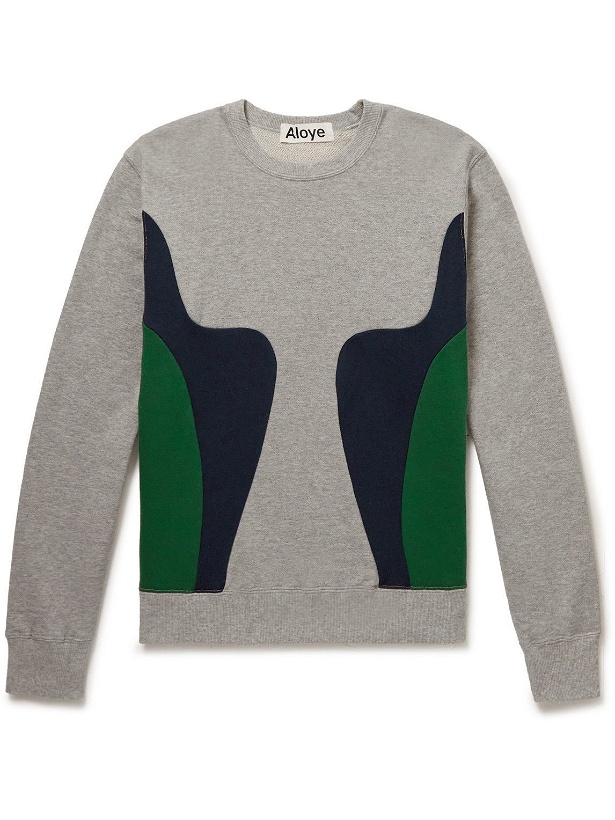 Photo: Aloye - Colour-Block Panelled Cotton-Jersey Sweater - Gray