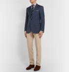 Kingsman - Navy Unstructured Herringbone Wool, Silk and Linen-Blend Suit Jacket - Navy